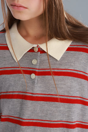 חולצת סרינה אפור/בורדו