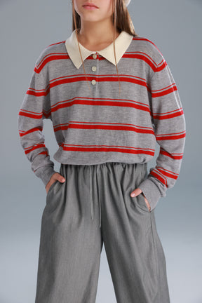 חולצת סרינה אפור/בורדו