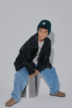 מעיל האנה דמוי עור שחור