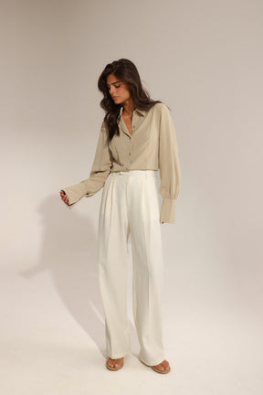 חולצת ביאנקה מכופתרת בז׳