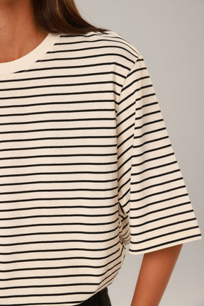 חולצת סרנלה פסים שמנת/שחור