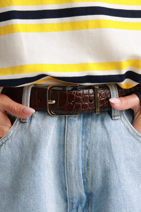 חגורת לורה חום כהה אבזם זהב