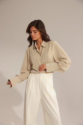 חולצת ביאנקה מכופתרת בז׳