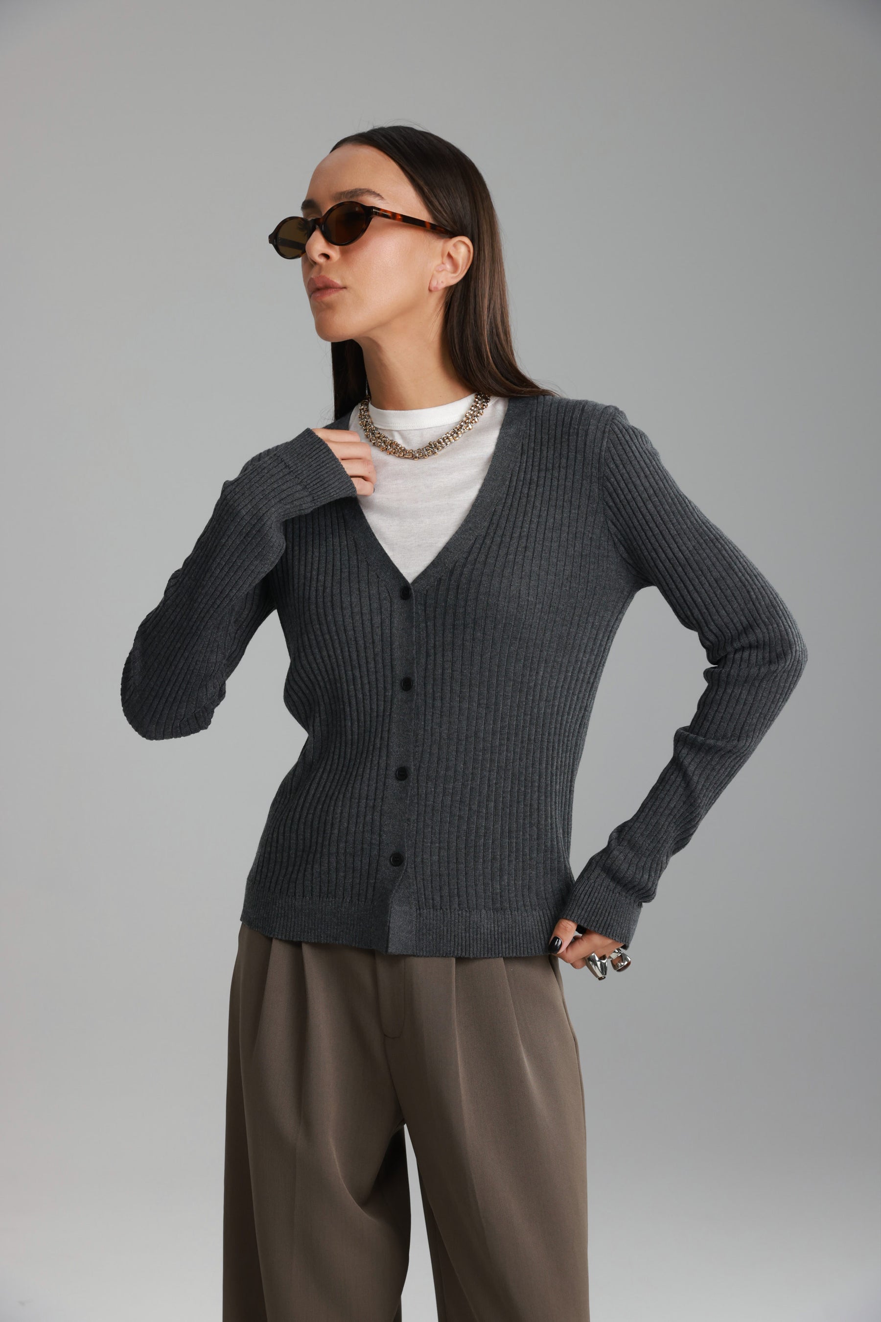 סריג סופיה אפור כהה