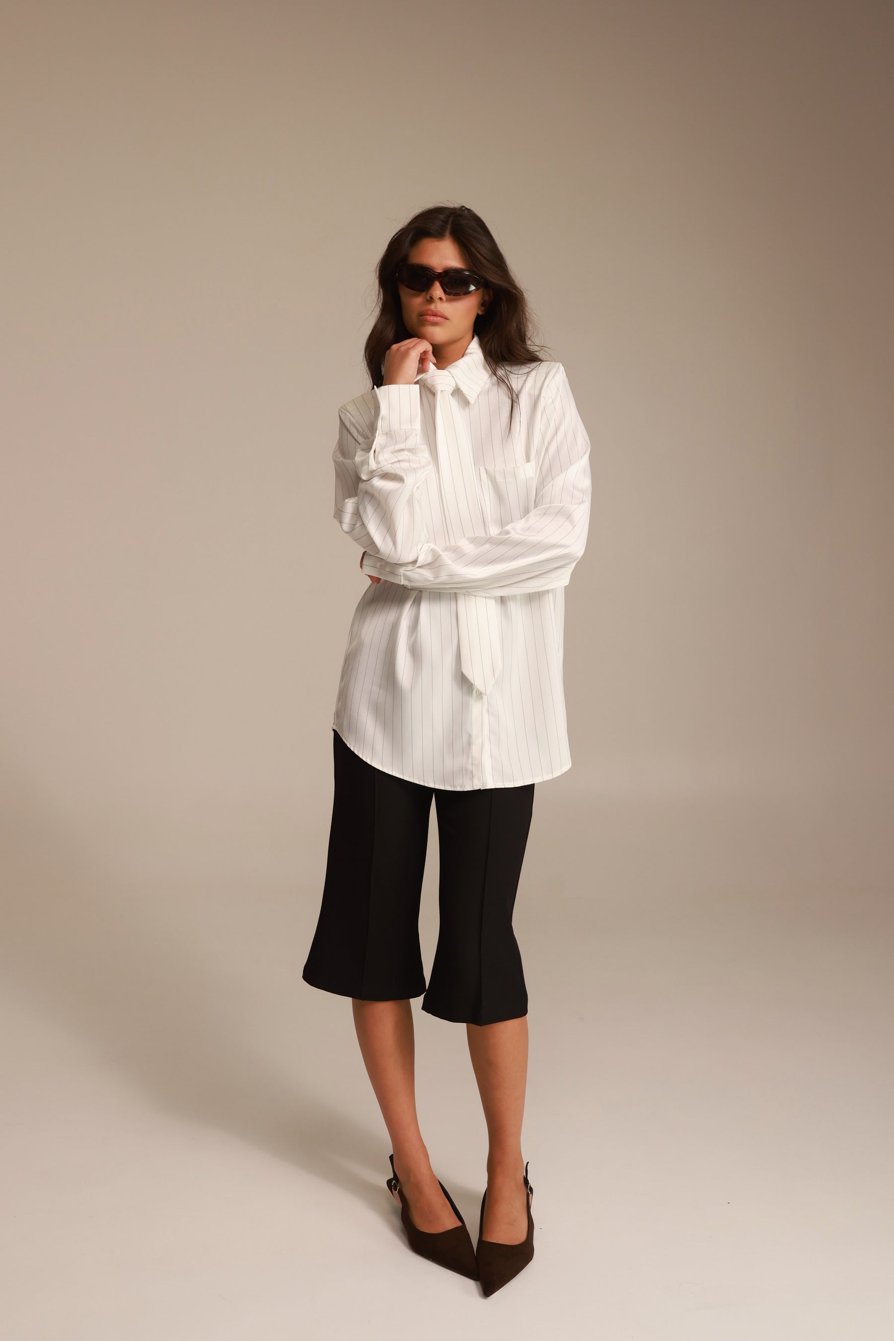 חולצת רוג'רס מכופתרת לבנה