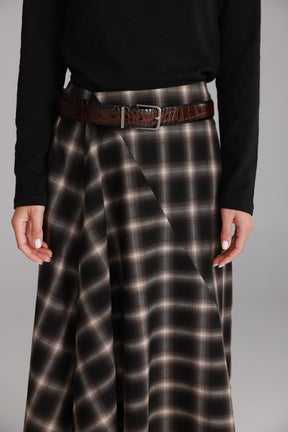 חצאית קטי משבצות חומות