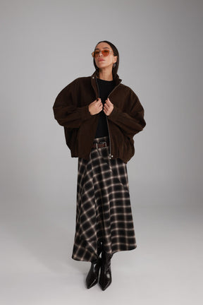 חצאית קטי משבצות חומות