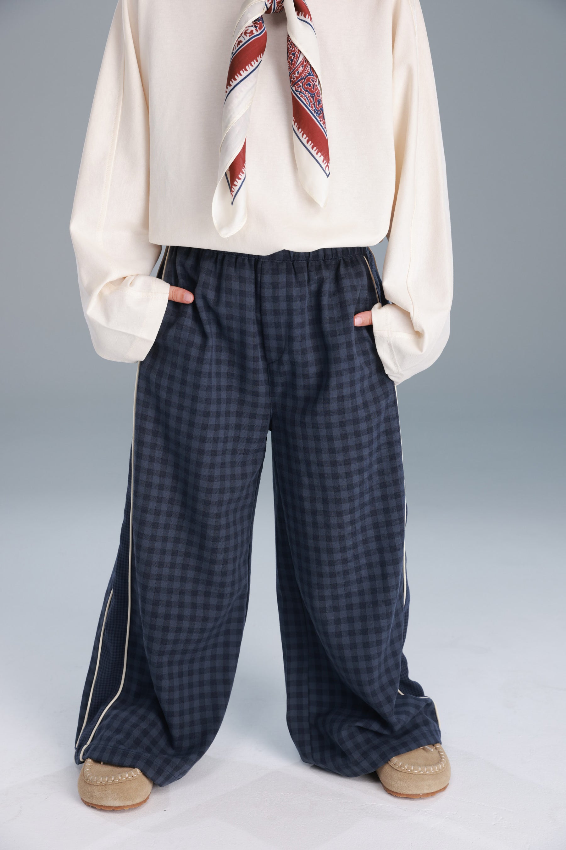 מכנסי דאפי משבצות נייבי