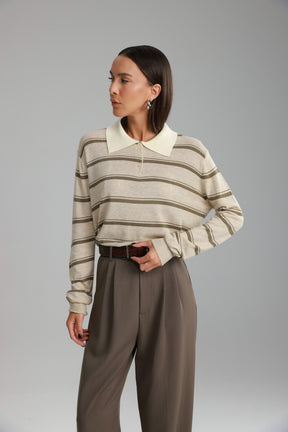 חולצת סריג מונטנה בז'/חאקי'