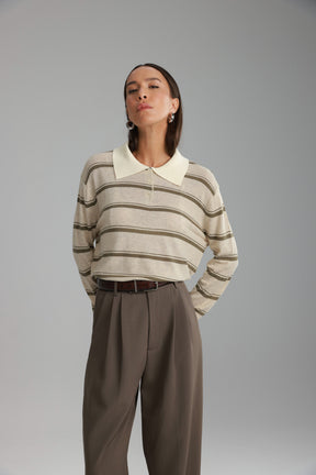 חולצת סריג מונטנה בז'/חאקי'