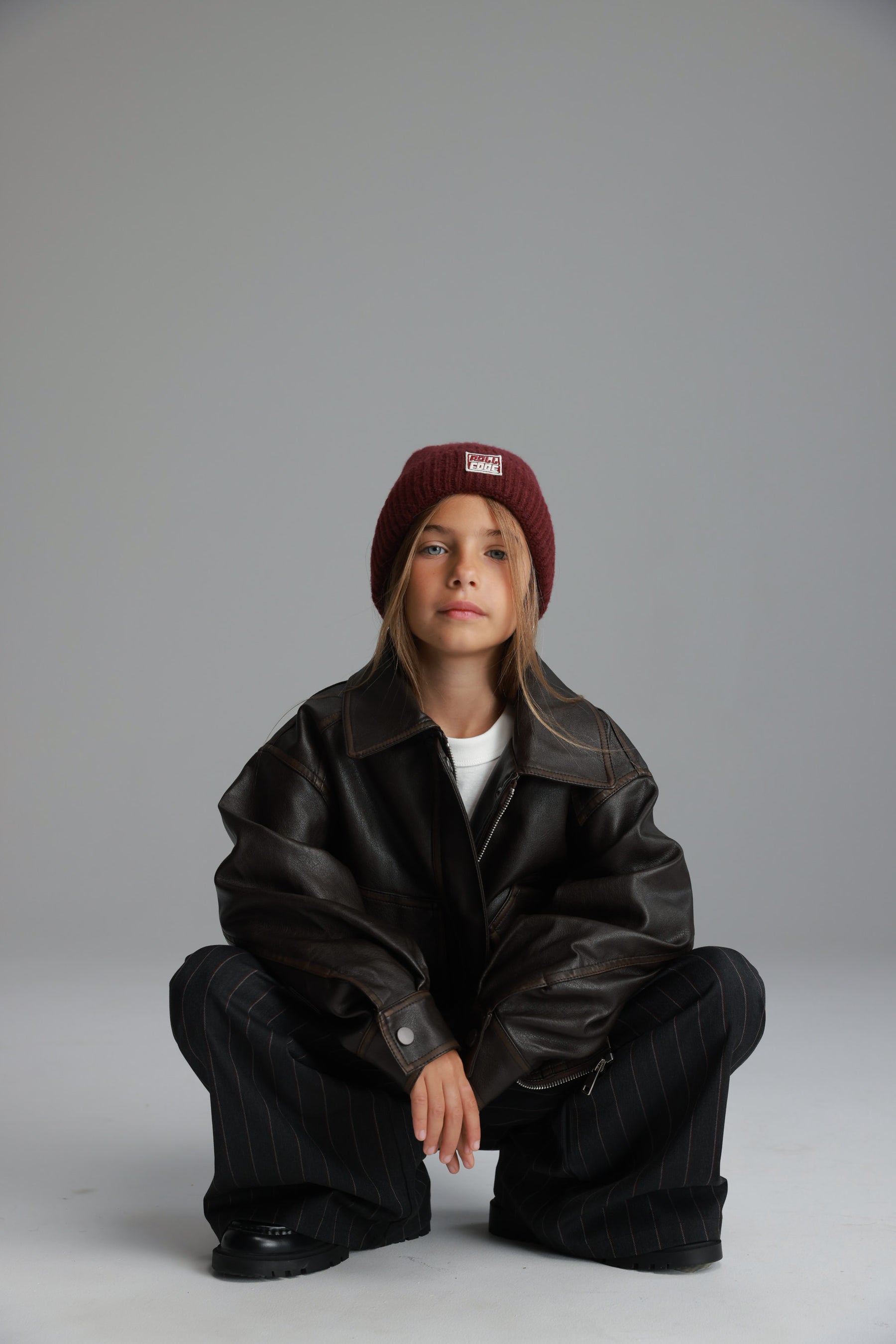 מעיל האנה דמוי עור חום כהה