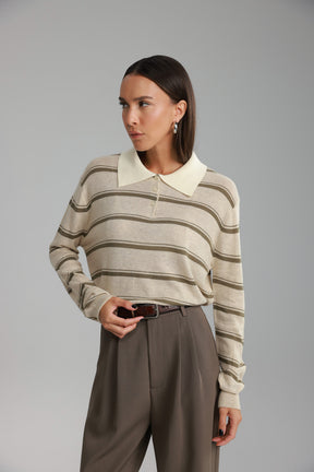 חולצת סריג מונטנה בז'/חאקי'