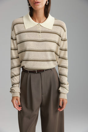 חולצת סריג מונטנה בז'/חאקי'