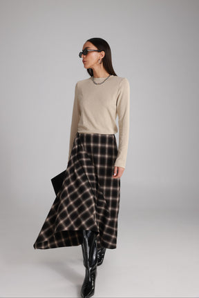 חצאית קטי משבצות חומות