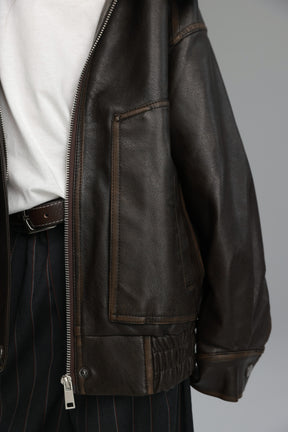 מעיל האנה דמוי עור חום כהה