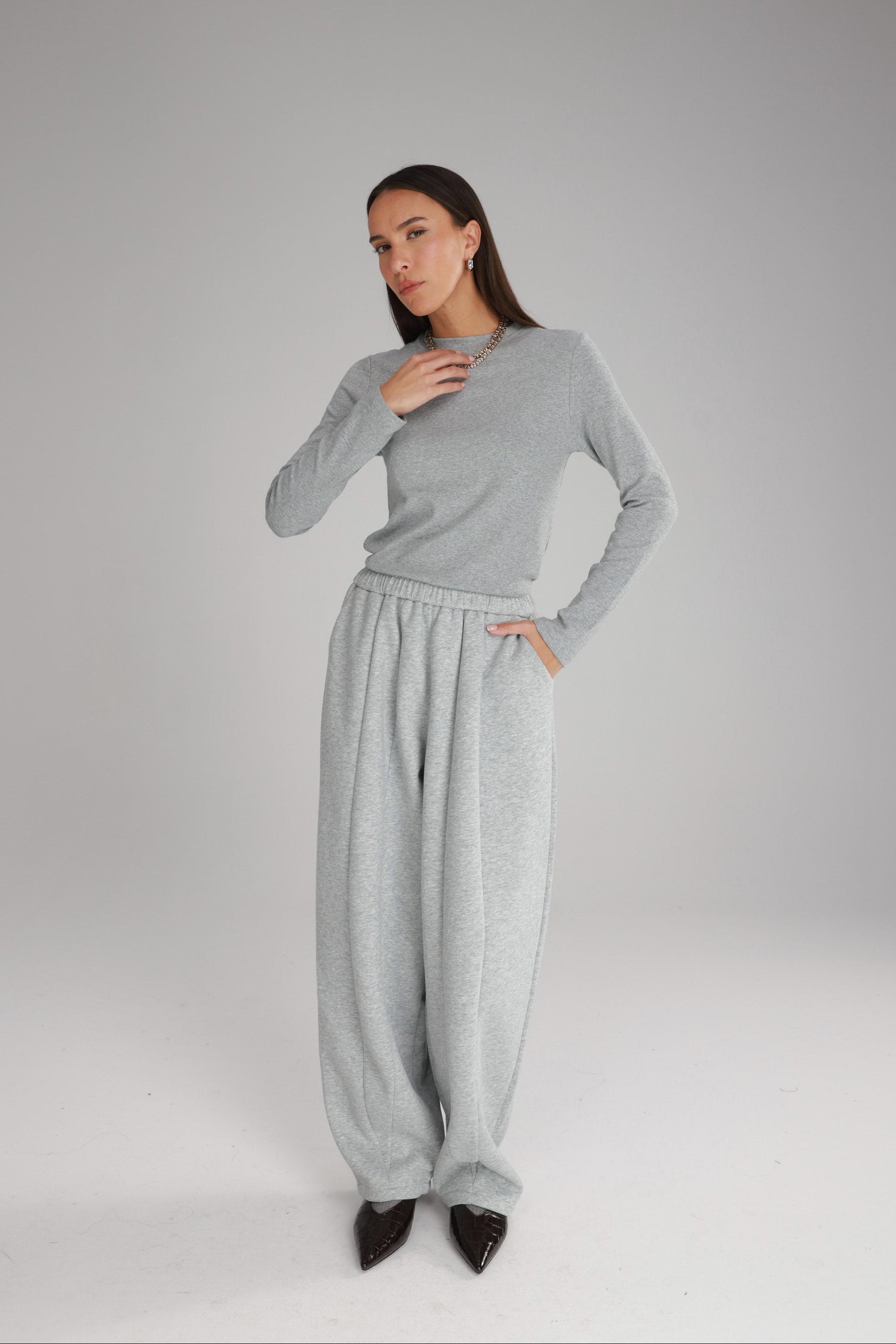 מכנסי אייבי אפור בהיר