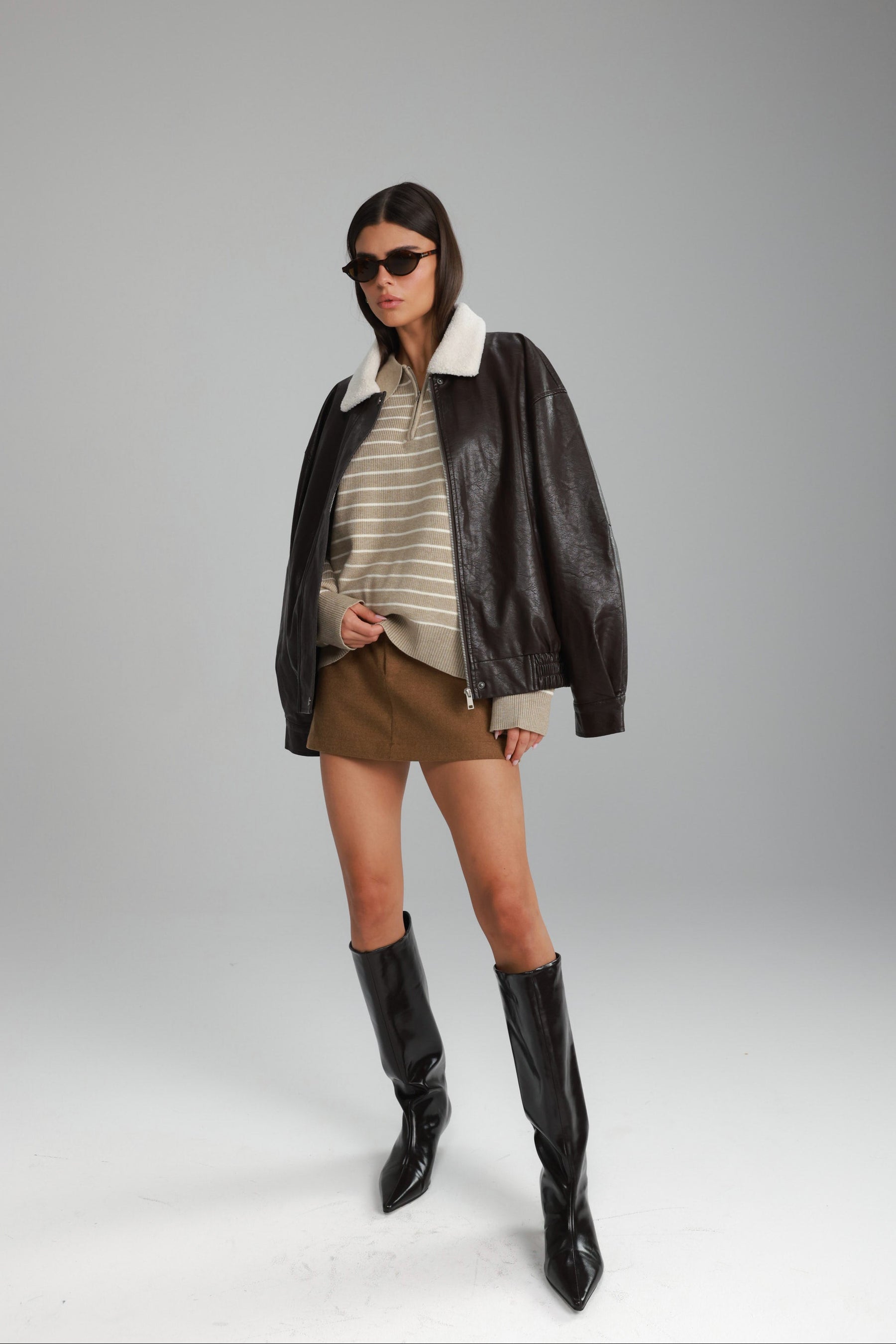 סריג קנדי פסים בז'/שמנת