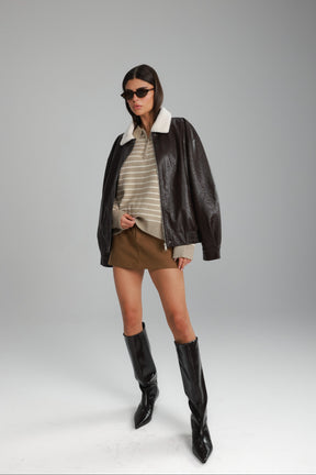 סריג קנדי פסים בז'/שמנת