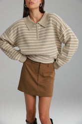 סריג קנדי פסים בז'/שמנת