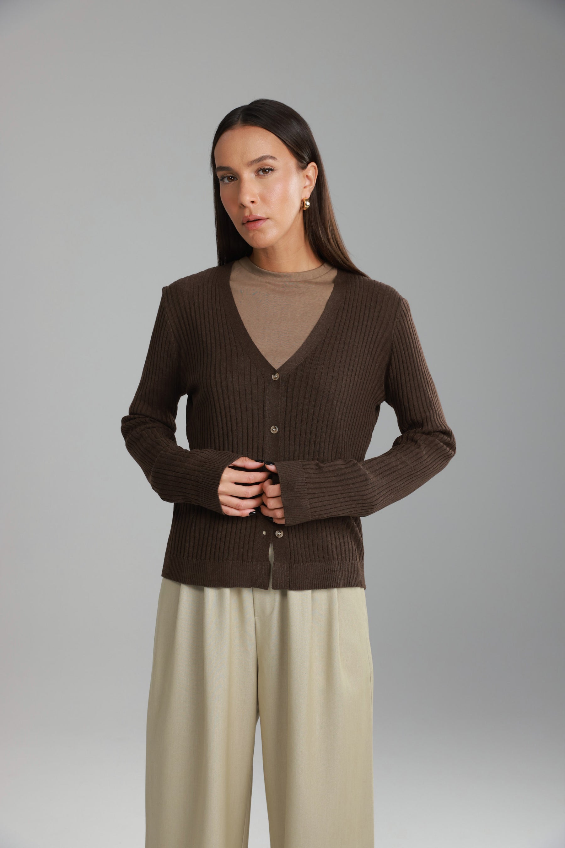 סריג סופיה חום כהה