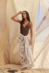 Marin Pareo Cream/Brown Print