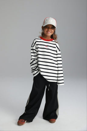 חולצת פול פסים לבן/שחור