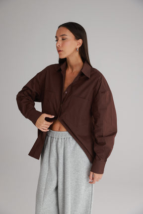 חולצת ניקולאס מכופתרת בורדו