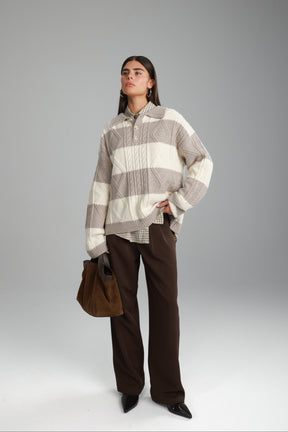 סוודר זאק בז'/שמנת