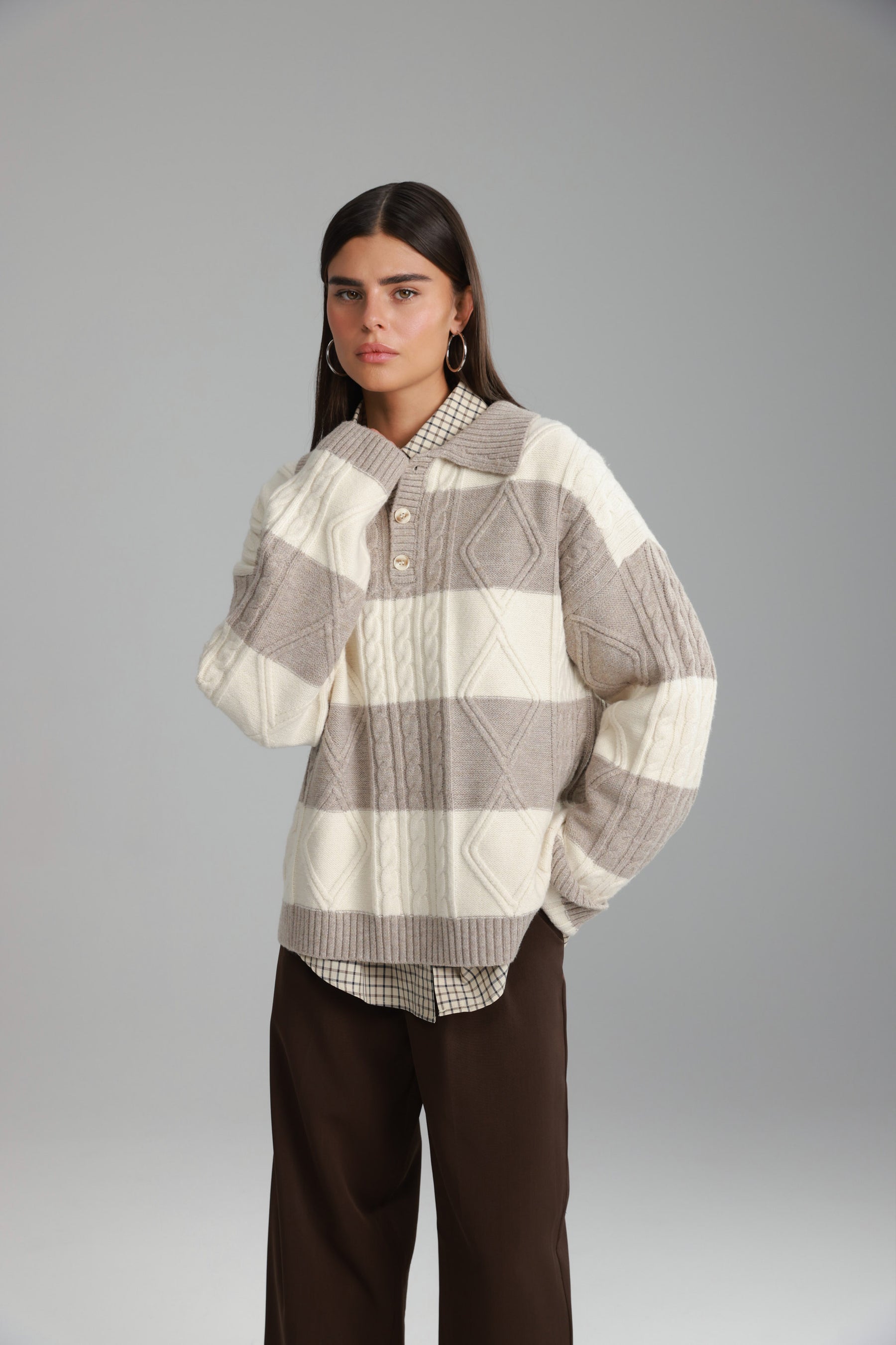 סוודר זאק בז'/שמנת