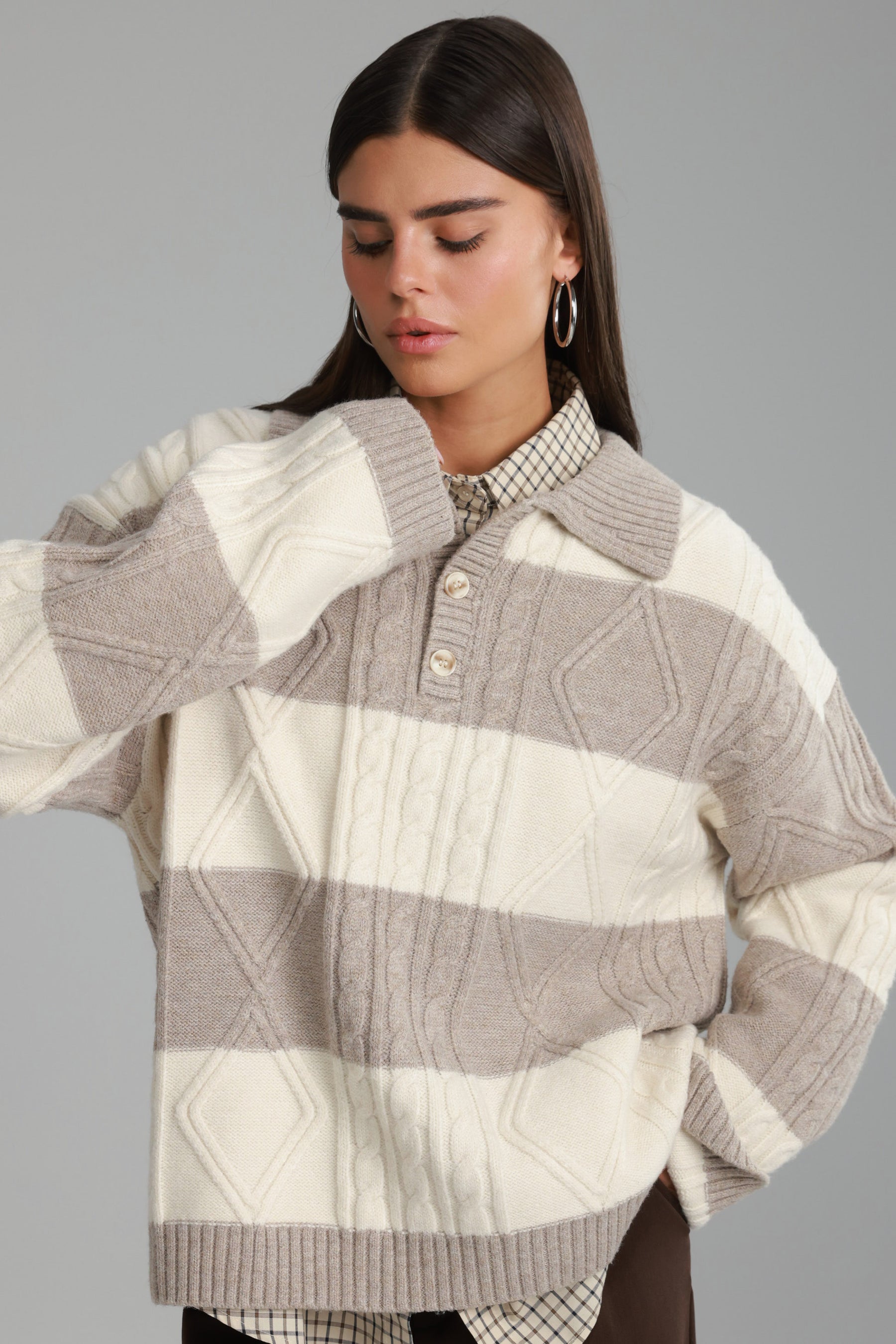 סוודר זאק בז'/שמנת