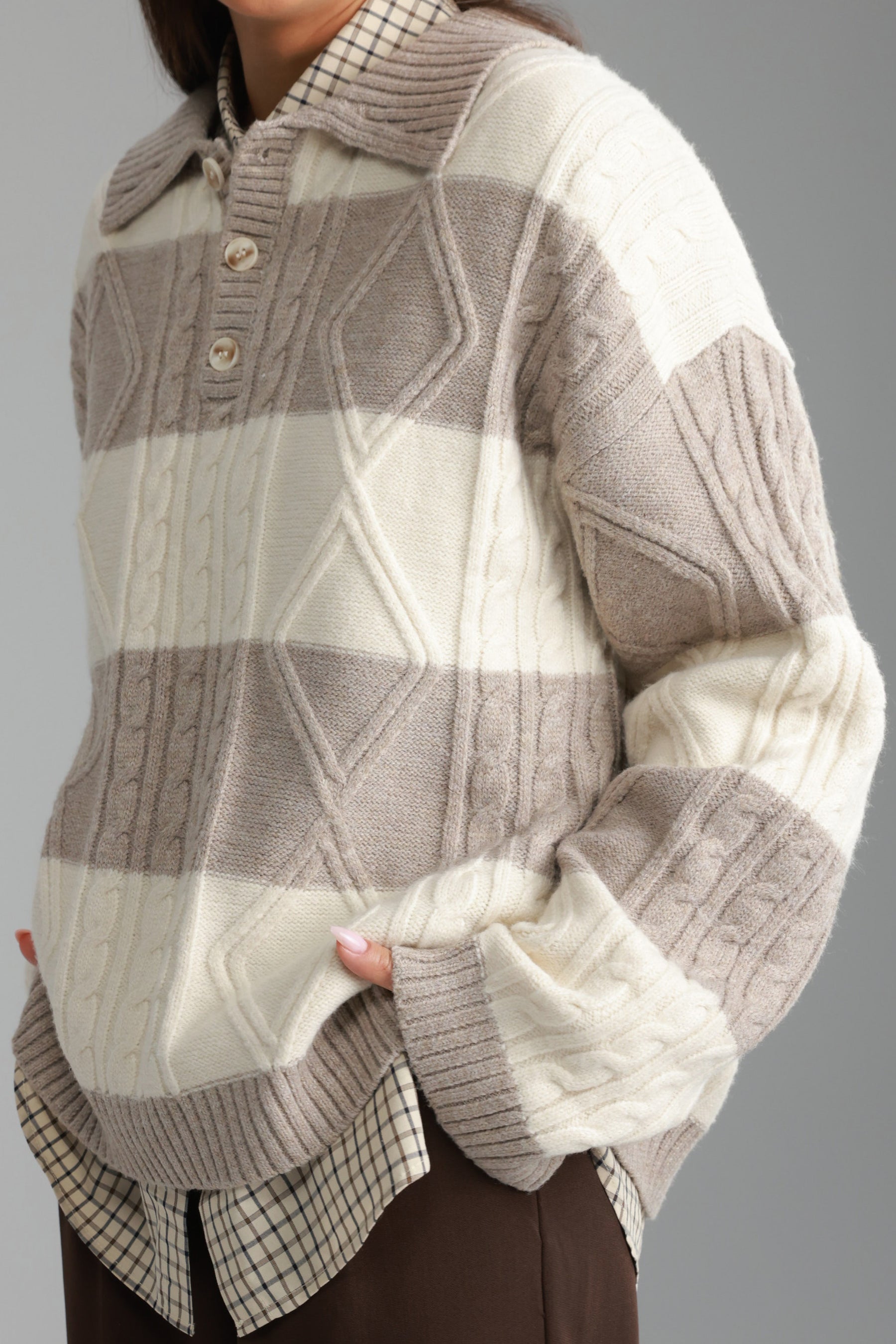 סוודר זאק בז'/שמנת