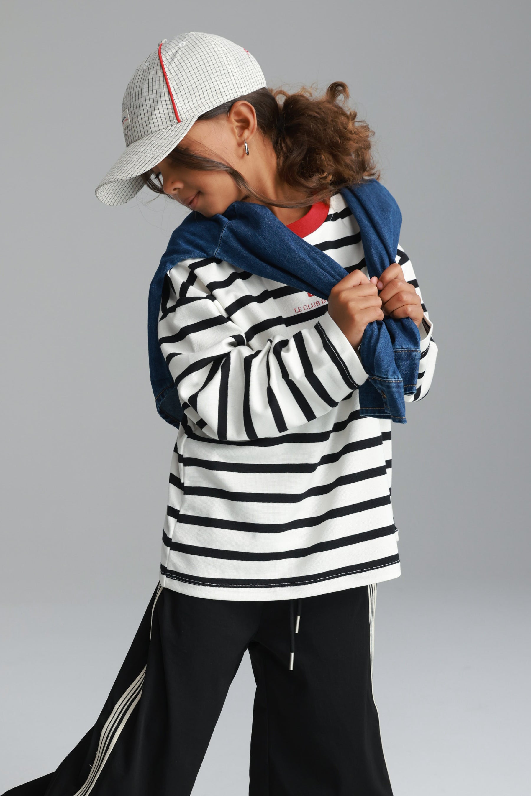 חולצת פול פסים לבן/שחור