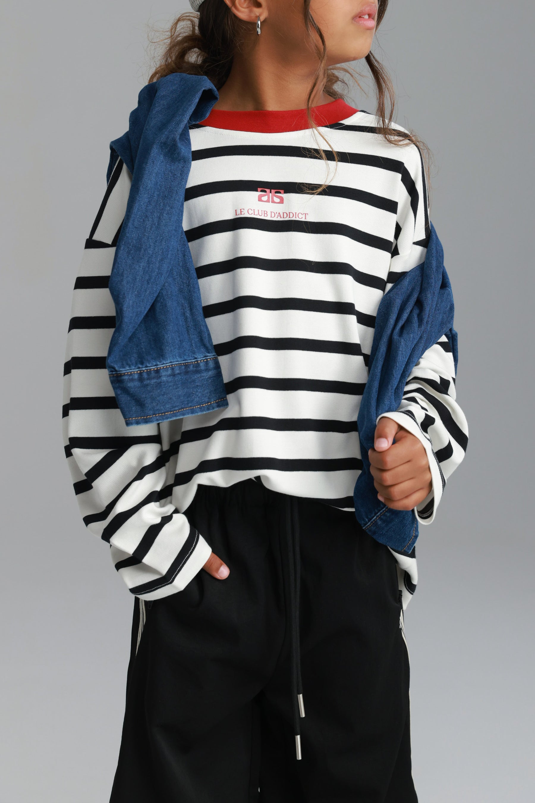 חולצת פול פסים לבן/שחור