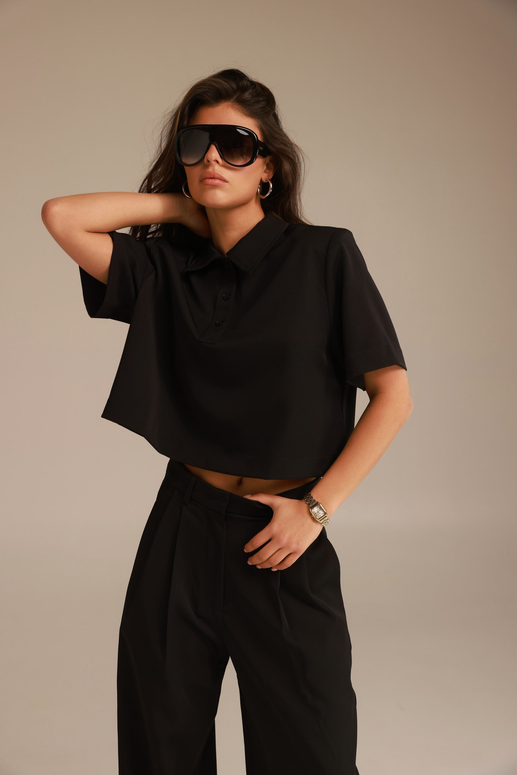 חולצת קרופ לארס שחורה