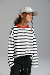 חולצת פול פסים לבן/שחור