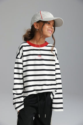 חולצת פול פסים לבן/שחור