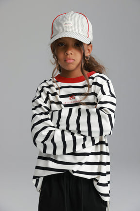 חולצת פול פסים לבן/שחור