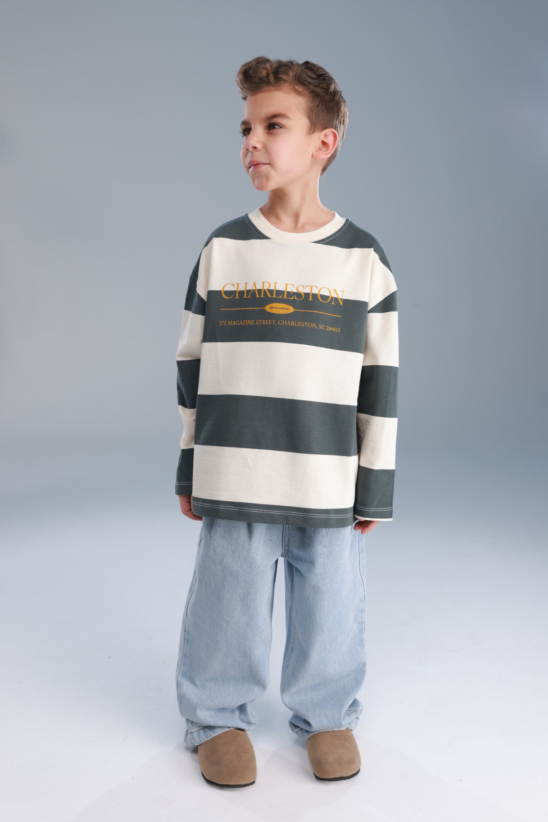 חולצת ויולה ירוק/שמנת