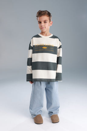 חולצת ויולה ירוק/שמנת