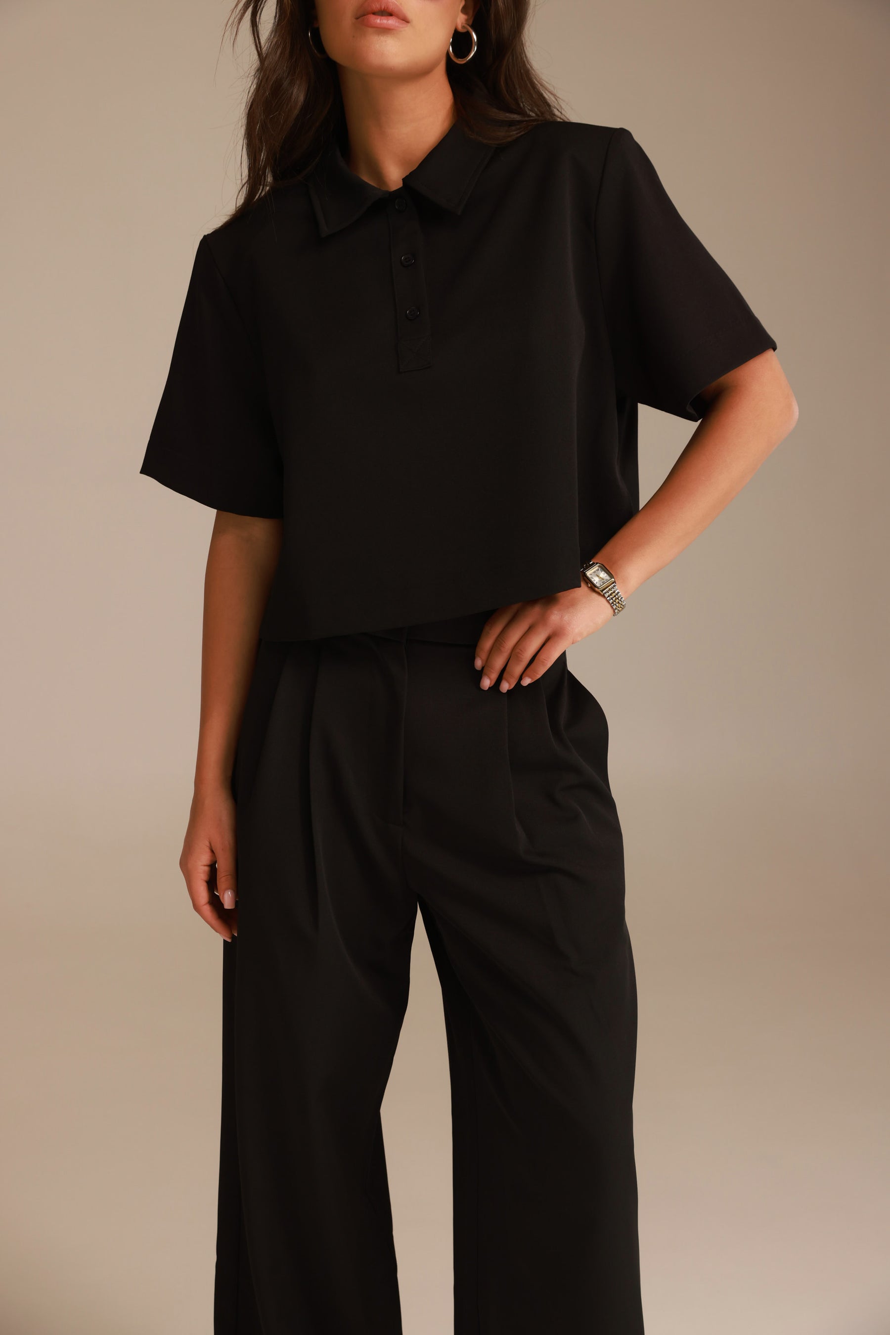 חולצת קרופ לארס שחורה