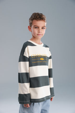 חולצת ויולה ירוק/שמנת