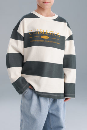 חולצת ויולה ירוק/שמנת