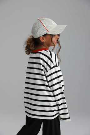 חולצת פול פסים לבן/שחור