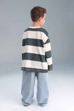 חולצת ויולה ירוק/שמנת