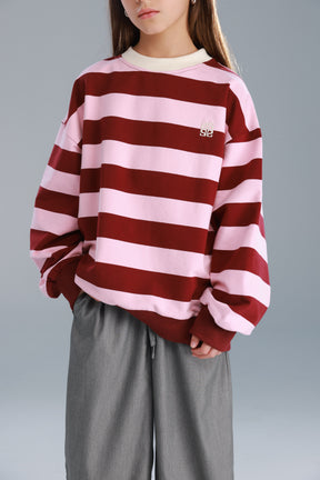 סוויטשירט לורנה פסים ורוד/בורדו
