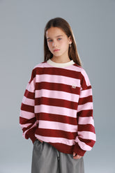 סוויטשירט לורנה פסים ורוד/בורדו