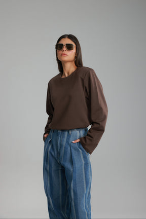 חולצת אופרי חום כהה