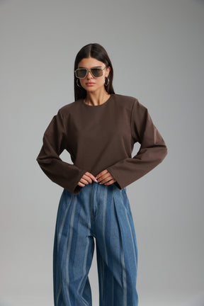 חולצת אופרי חום כהה