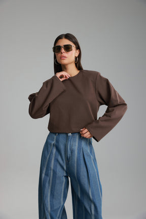 חולצת אופרי חום כהה