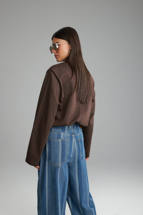 חולצת אופרי חום כהה